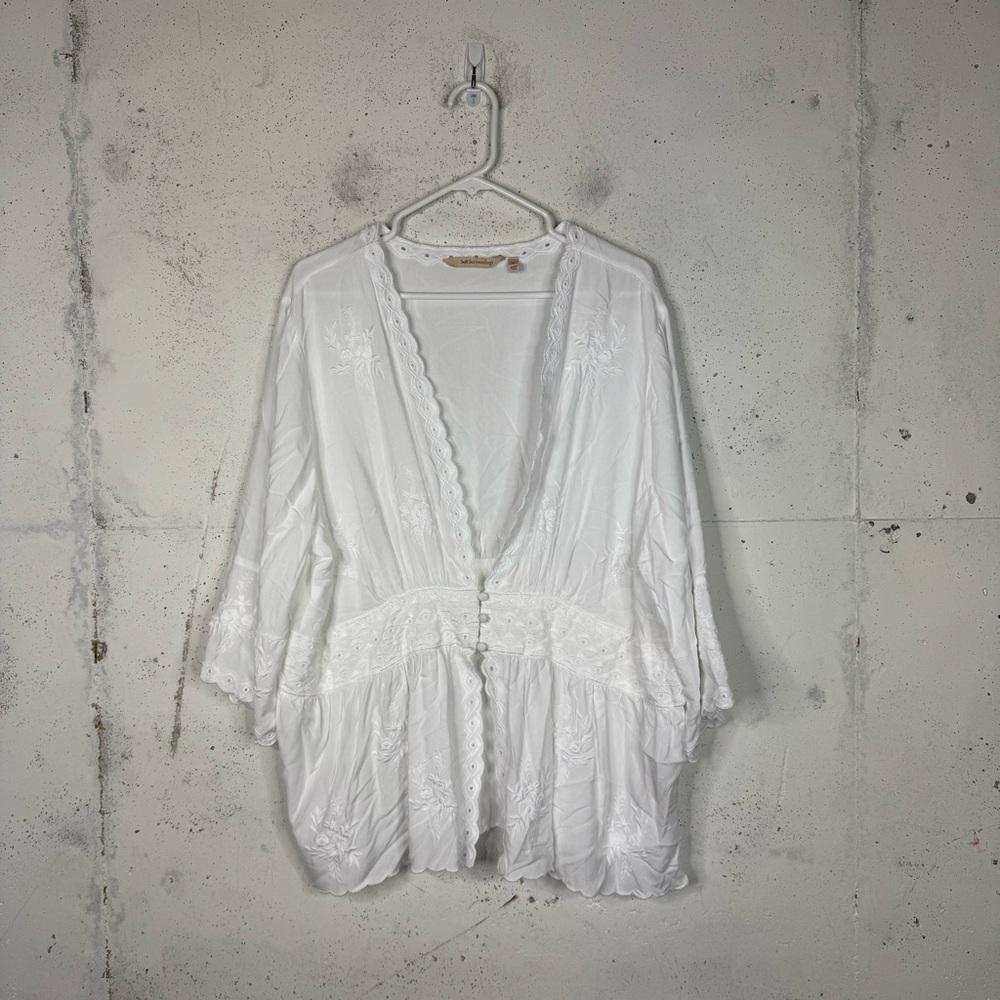 Soft Surroundings Melissani Tunic Cottagecore Eyelet Embroidered Tunic Top 3X